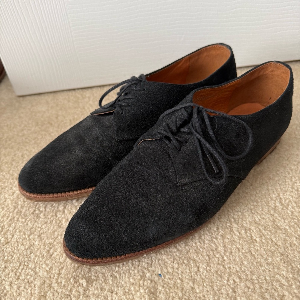 Madewell | suede oxford lace-up shoes in true black